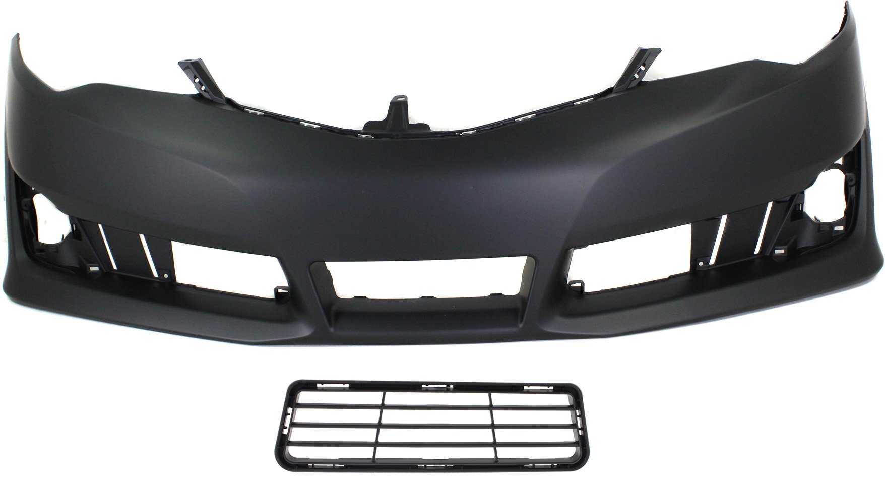 Front Bumper Cover Kit for 2012-2014 Toyota Camry, 2-Piece, Primed (Ready to Paint), with Bumper Grille, Replacement