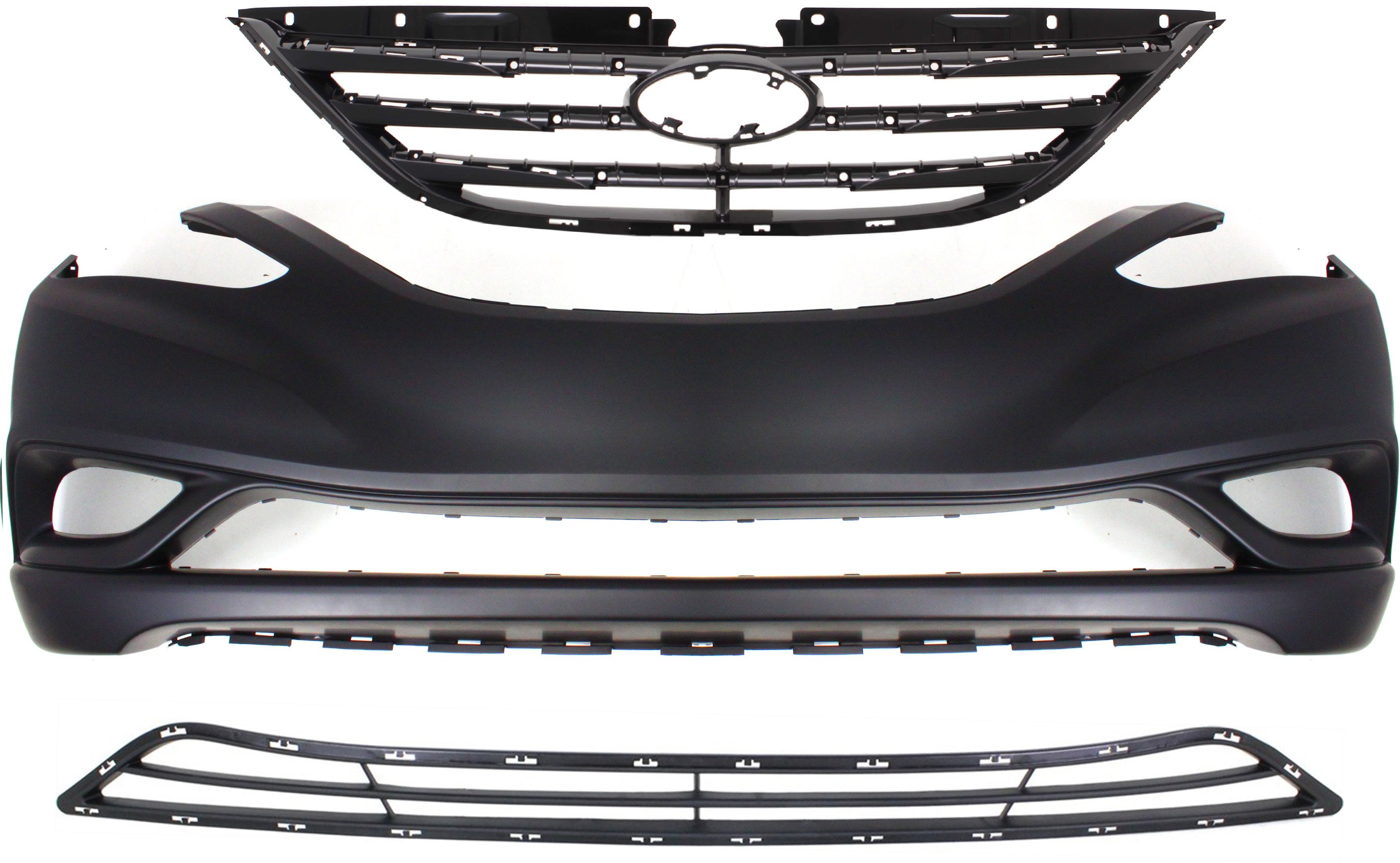 Grille Kit for 2011-2013 Hyundai Sonata: 3-Piece Set with Type 2 Main Grille, Bumper Cover, and Bumper Grille Replacement