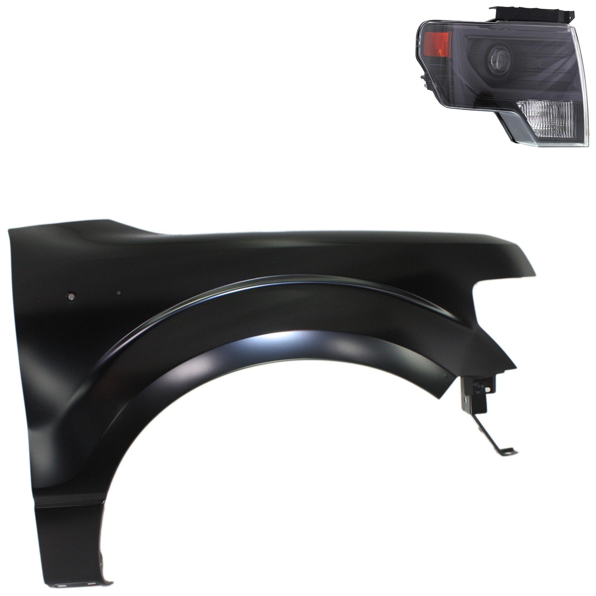 Headlight Kit for Ford F-150 2013-2014 Right (Passenger) Side, 2-Piece Lens and Housing, HID/Xenon, with Fender Replacement