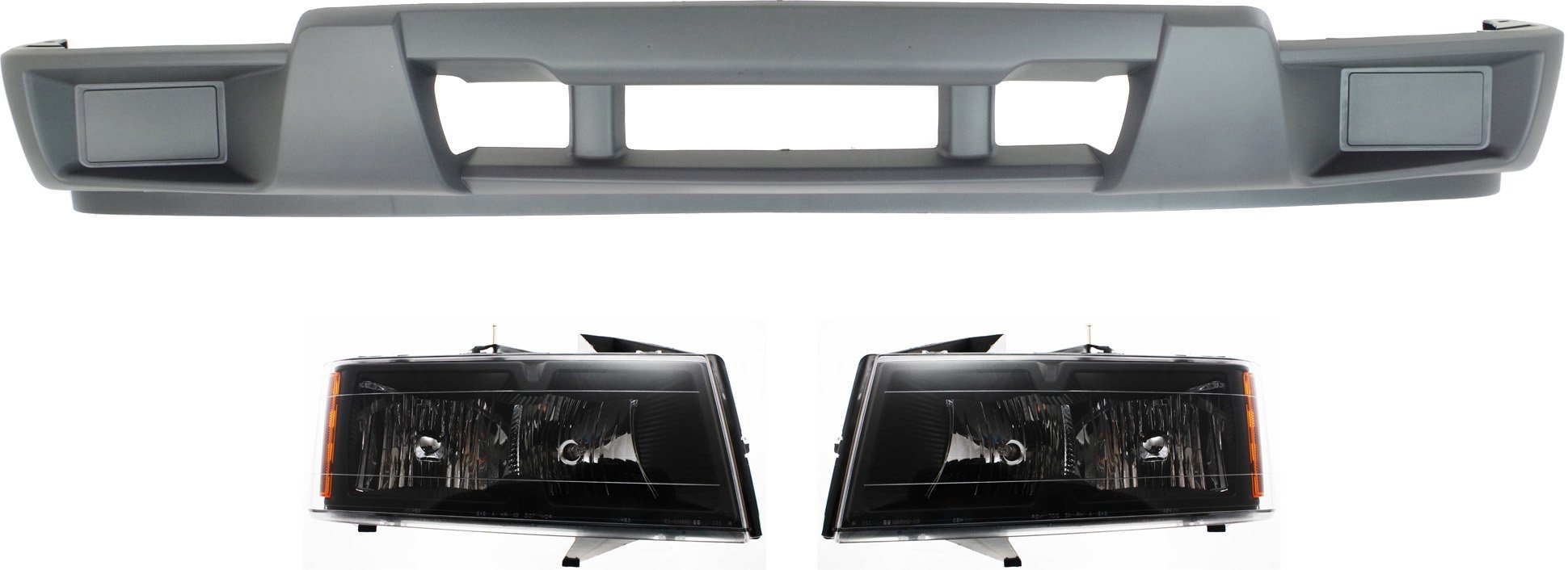 Headlight Assembly Kit for Chevrolet Canyon/Colorado 2004-2012, Right (Passenger) and Left (Driver), Halogen, 3-Piece with Bumper Cover, Replacement