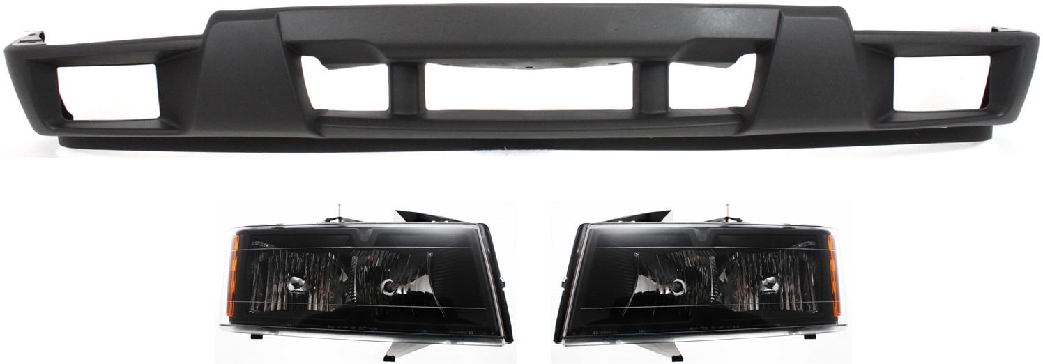 Headlight Assembly Kit for Chevrolet Canyon/Colorado 2004-2012, Right (Passenger) and Left (Driver), Halogen, 3-Piece Set with Bumper Cover, Replacement