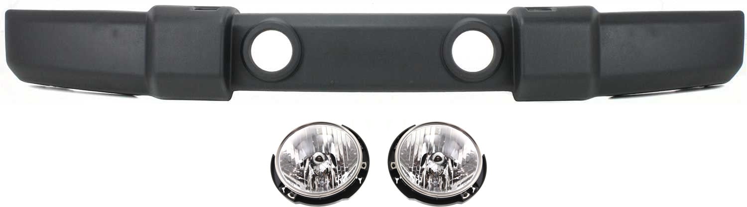 Front Bumper Cover for Jeep Wrangler 2007-2017, 3-Piece Kit with Headlights, Replacement