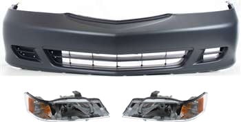 Headlight Kit for Honda Odyssey 1999-2004, Right (Passenger) and Left (Driver) Halogen Lens and Housing, 3-Piece with Bumper Cover Replacement