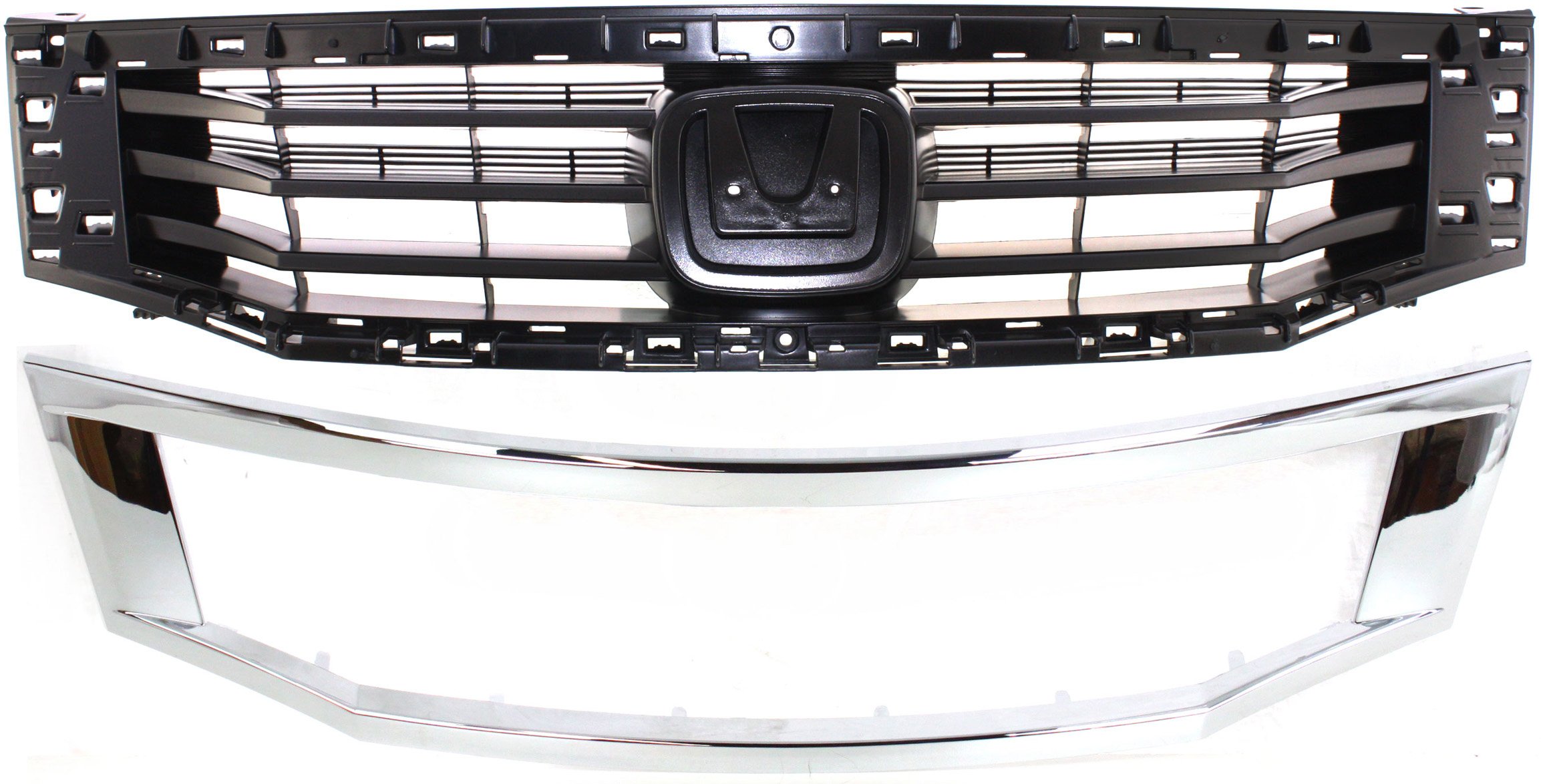 Grille Kit for 2008-2010 Honda Accord, 2-Piece with Grille Trim, Replacement Part