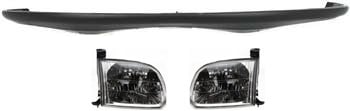 Front Bumper Cover for Toyota Tundra 2000-2002, 3-Piece Kit with Headlights, Replacement