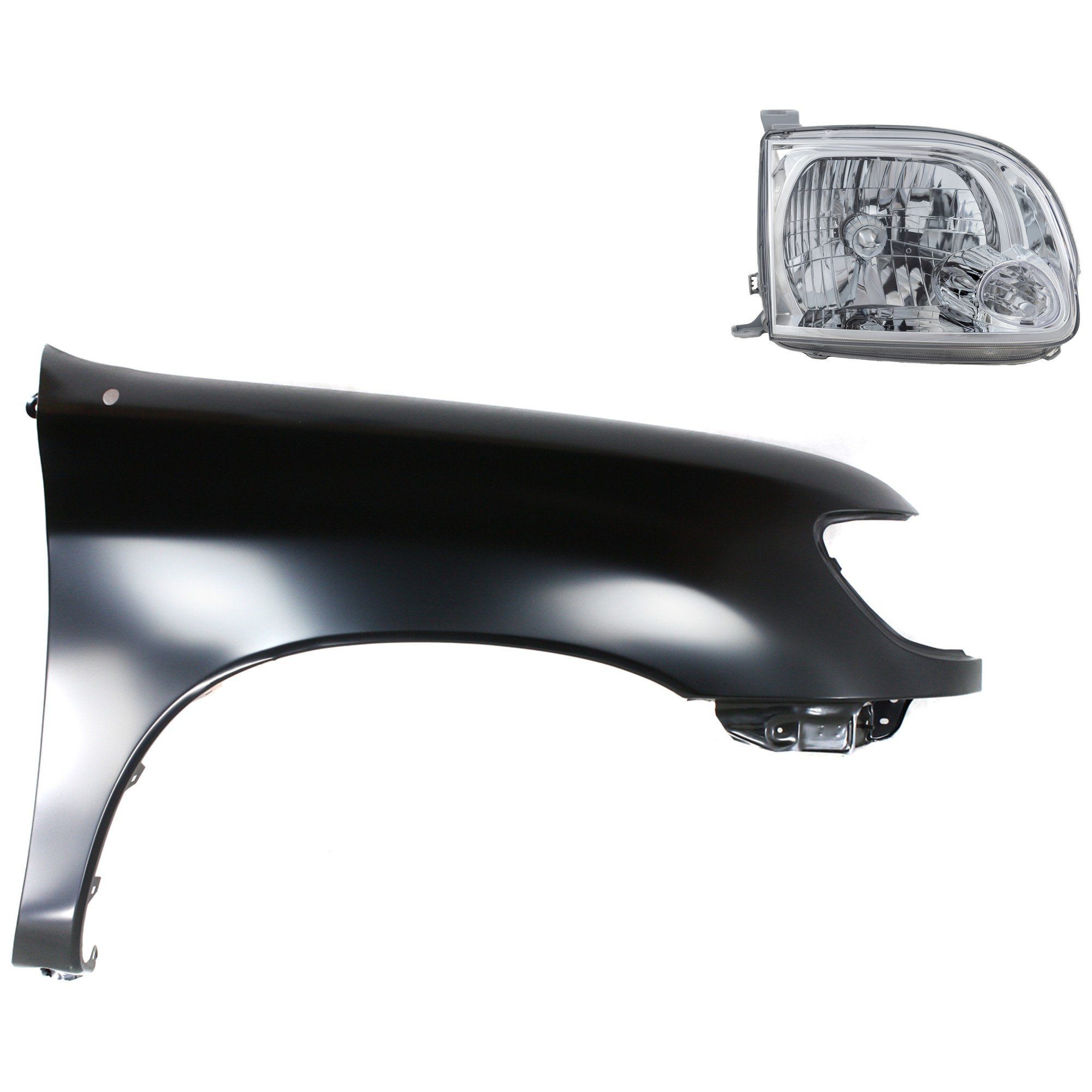 Headlight Assembly for 2005-2006 Toyota Tundra Right (Passenger) Side, Halogen, 2-Piece Kit with Fender, Replacement