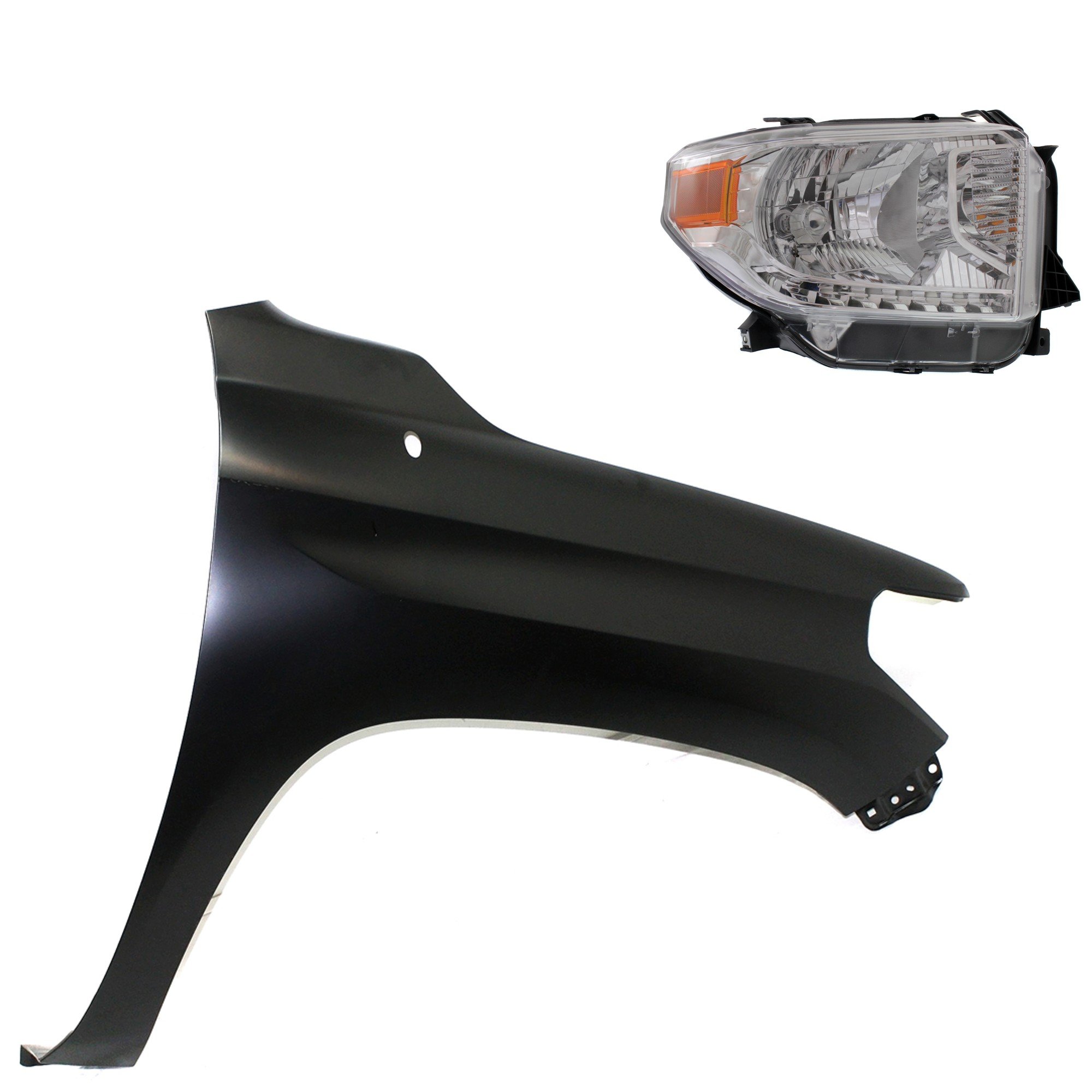 Headlight Assembly Kit for Toyota Tundra 2014-2015, Right (Passenger) Side, Halogen, 2-Piece with Fender Replacement