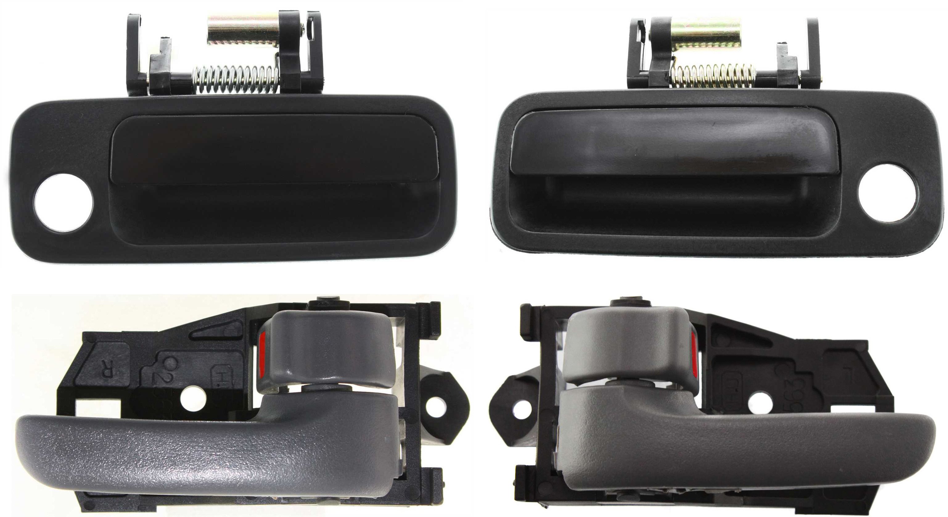 Front Door Handle Kit for 1997-2001 Toyota Camry/ES300, Inside and Outside, Right (Passenger) and Left (Driver), Set of 4, Plastic, USA Built Replacement
