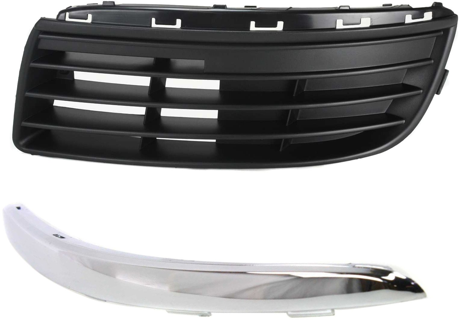 Front Fog Light Cover for 2005-2010 Volkswagen Jetta, Left (Driver) Side, 2-Piece kit with Bumper Trim, Replacement