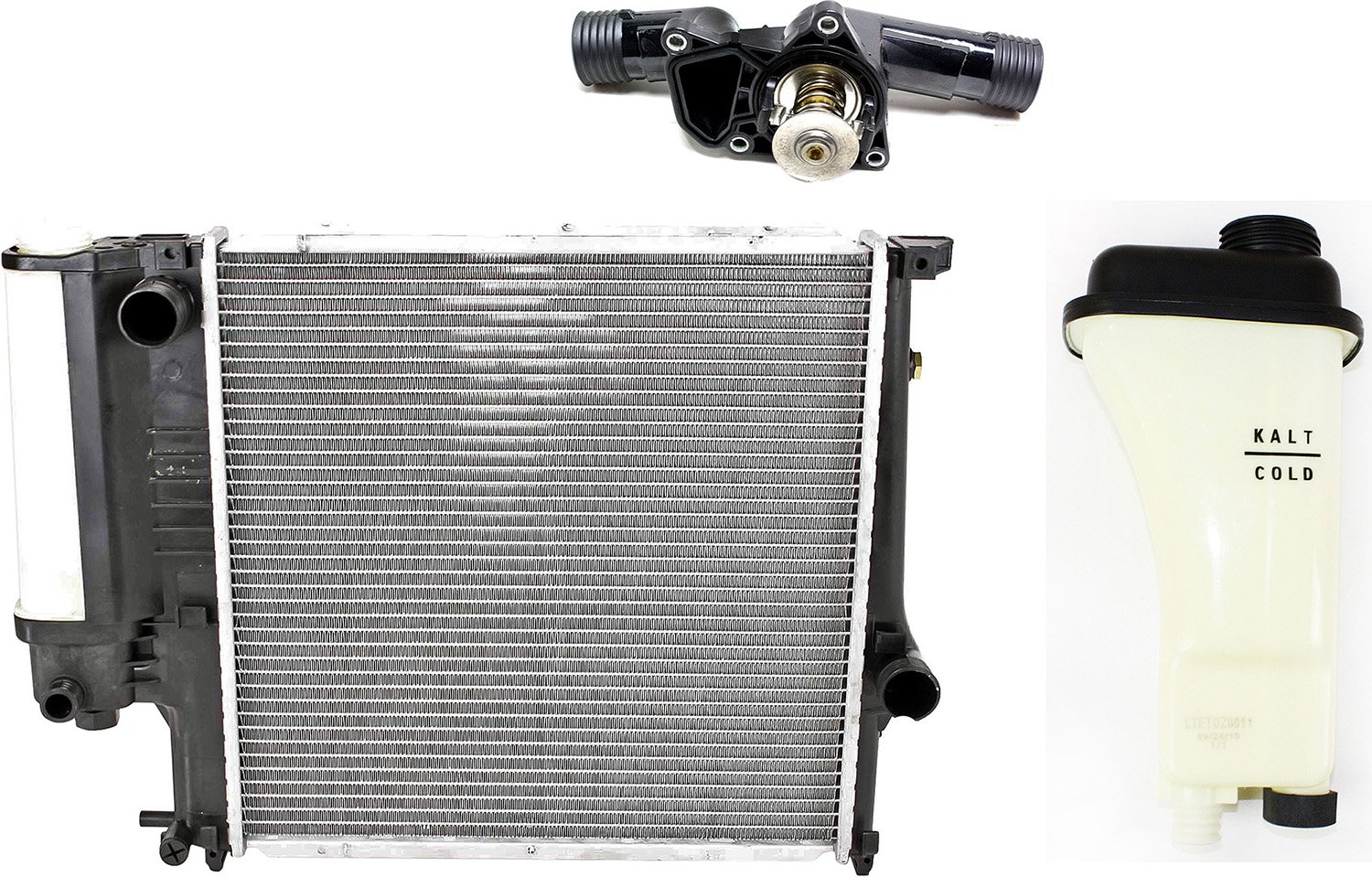 Radiator Kit for BMW 3-Series 1992-1999, 4 Cylinder, 1.9L, E36 Body Style, Coupe/Sedan, Complete with Thermostat and Coolant Reservoir Replacement [Models: for 316i, 318i, 320i, 323i, 325i, 328i, M3]