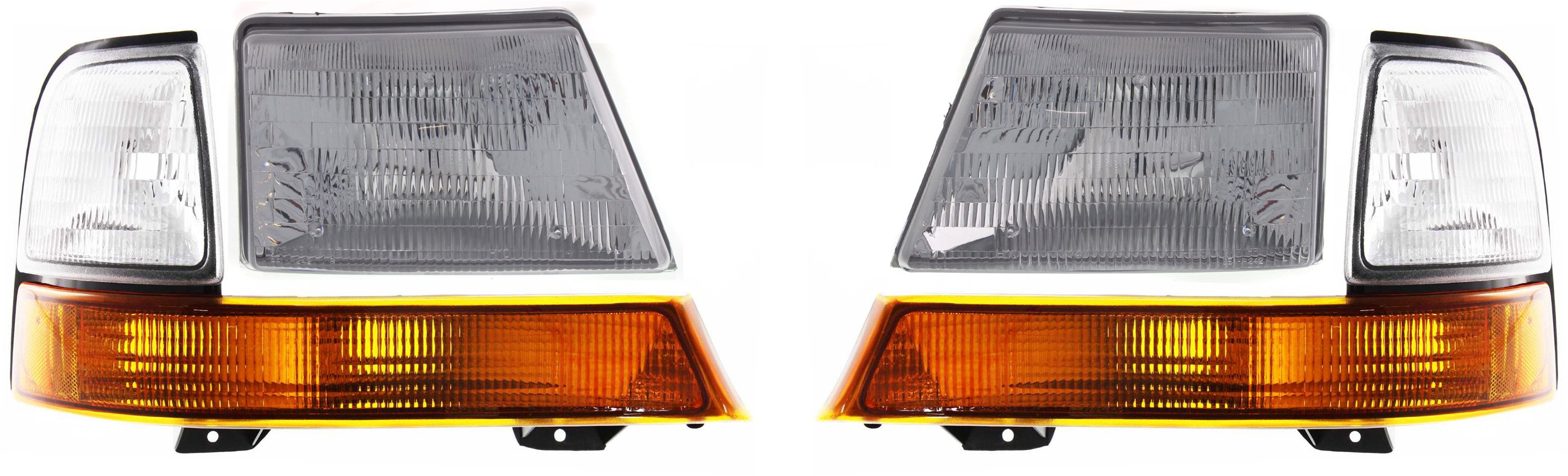 Headlight Assembly for Ford Ranger 1998-2000, Right (Passenger) and Left (Driver), Halogen, 4-Piece Kit with Corner Lights, Replacement