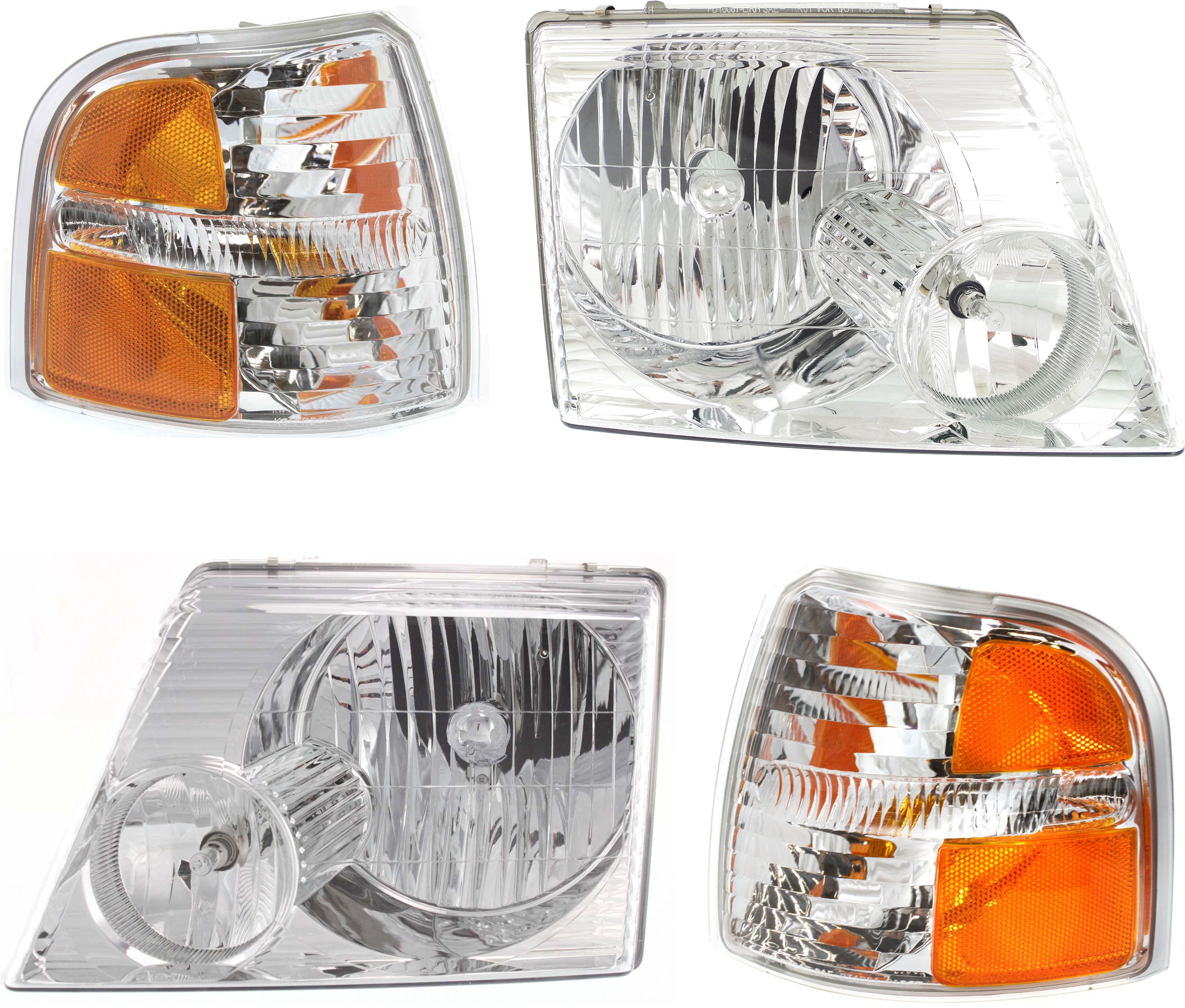 Headlight Assembly for Ford Explorer 2002-2004, Right (Passenger) and Left (Driver) with Corner Lights, 4-Piece Kit, Replacement