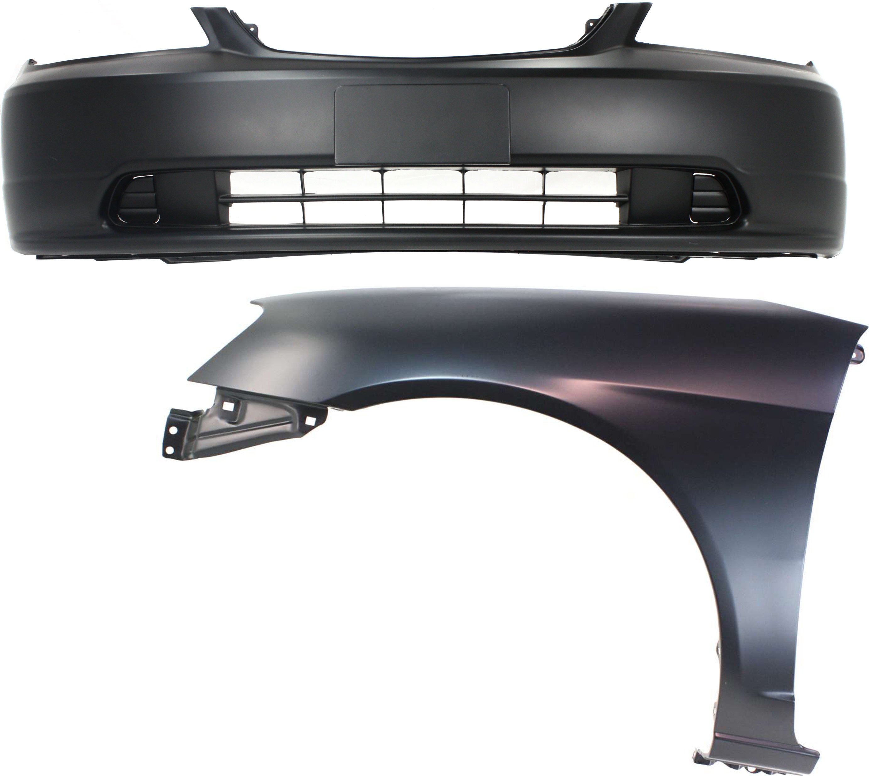 Front Bumper Cover for 2001-2003 Honda Civic, 2-Piece Kit with Fender, Suitable for Coupe/Sedan, Replacement