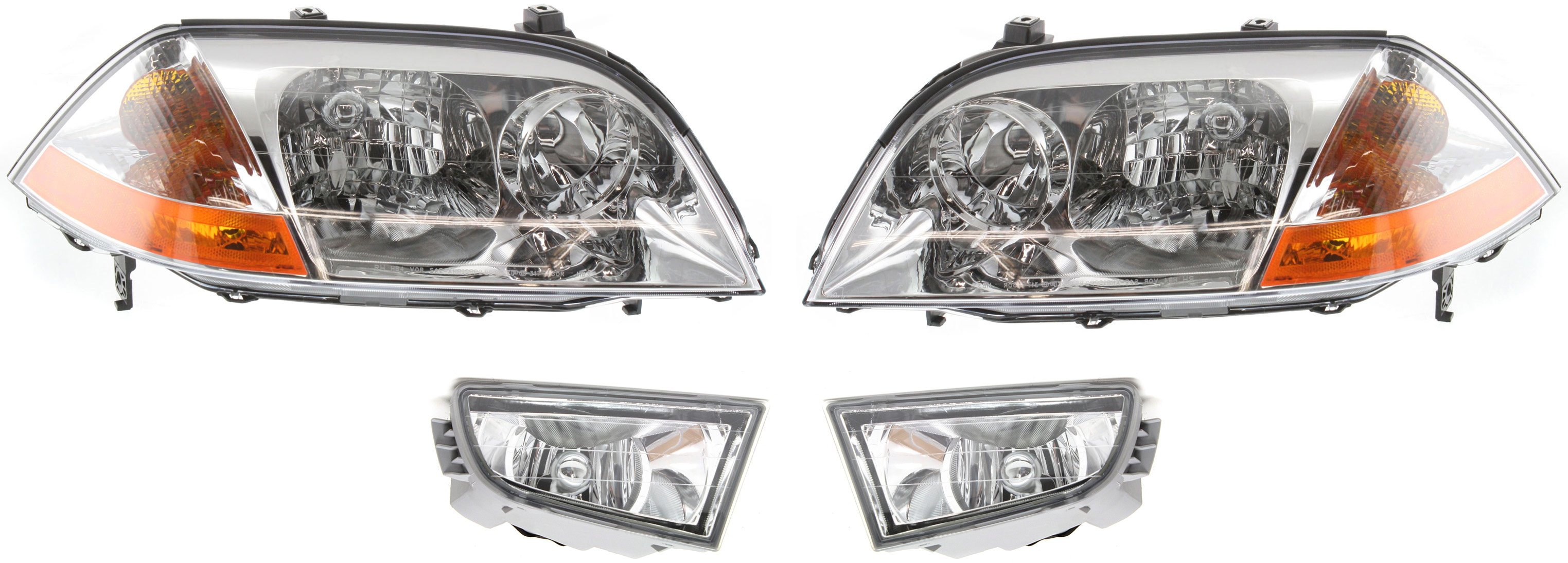Headlight Lens and Housing Kit for Acura MDX 2001-2003, Right (Passenger) and Left (Driver), Halogen, 4-Piece with Fog Lights, Replacement