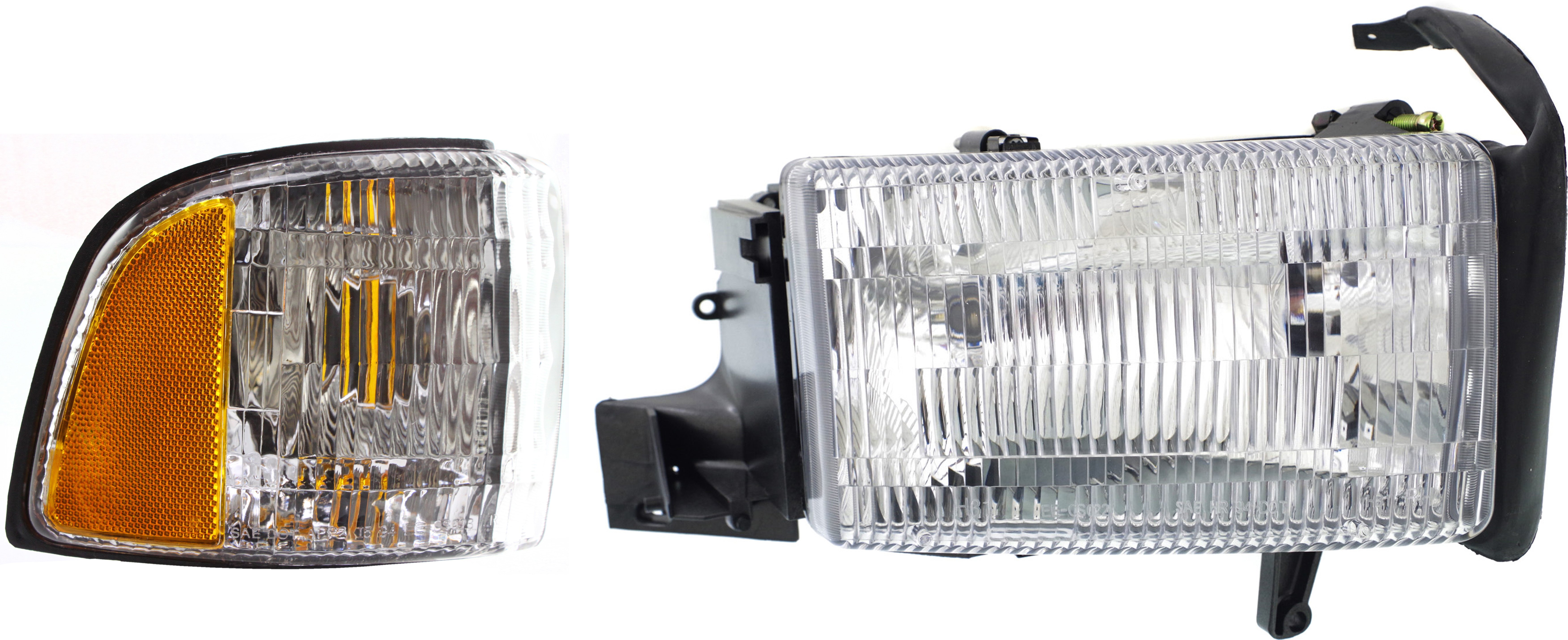 Headlight Assembly for Dodge Full Size Pickup 1994-2002, Right (Passenger), Halogen, 2-Piece Kit with Corner Light, Replacement