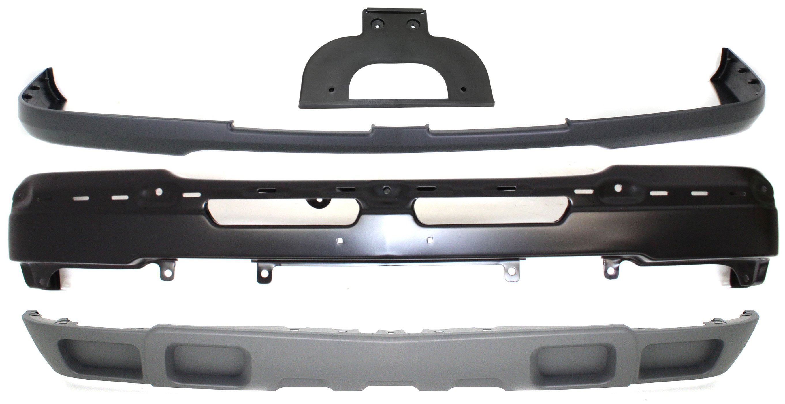 Front Bumper Cover Kit for 2003-2007 Chevrolet Silverado, 4-Piece, Includes Bumper, License Plate Bracket and Valance, Suitable for Base, LS, LT Models, Replacement