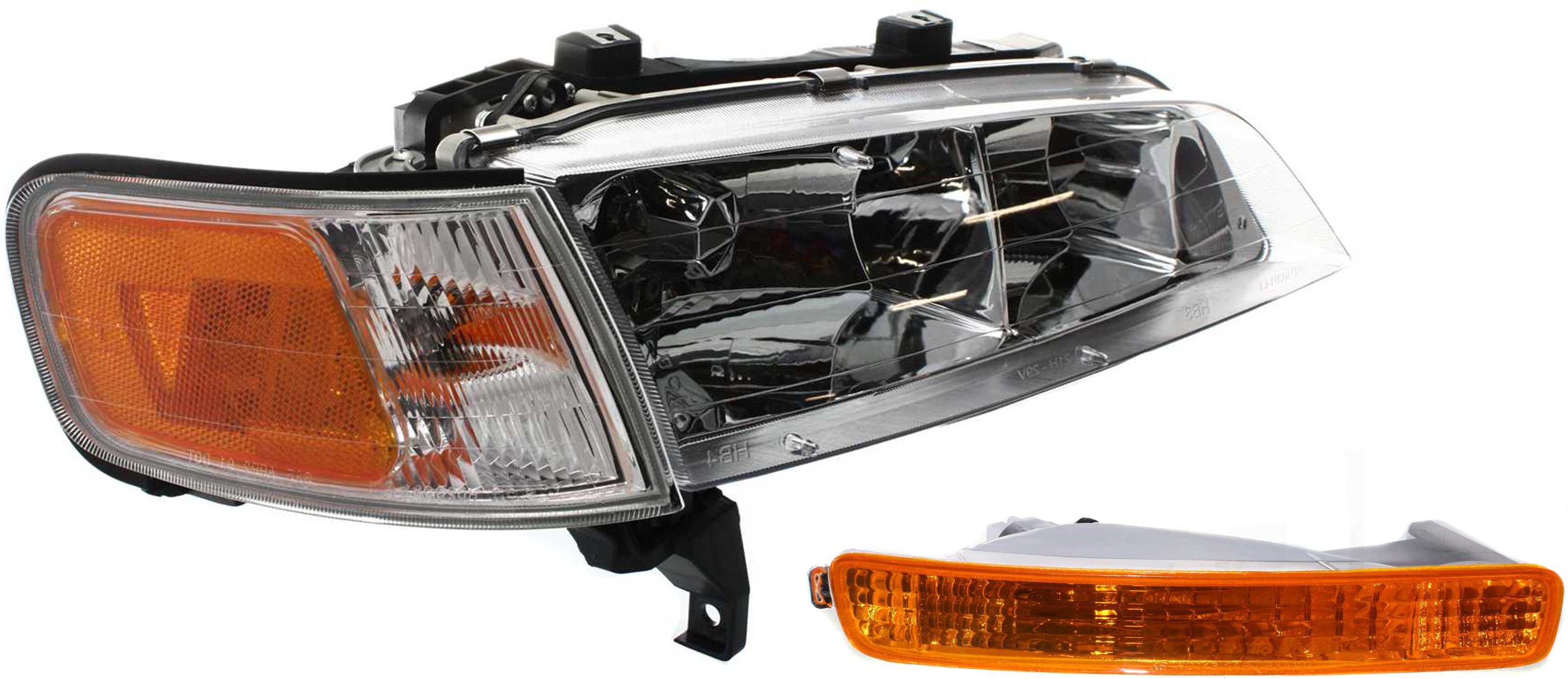 Headlight Assembly for Honda Accord 1996-1997, Right (Passenger) Side, Halogen, 2-Piece Kit with Turn Signal Light, Replacement