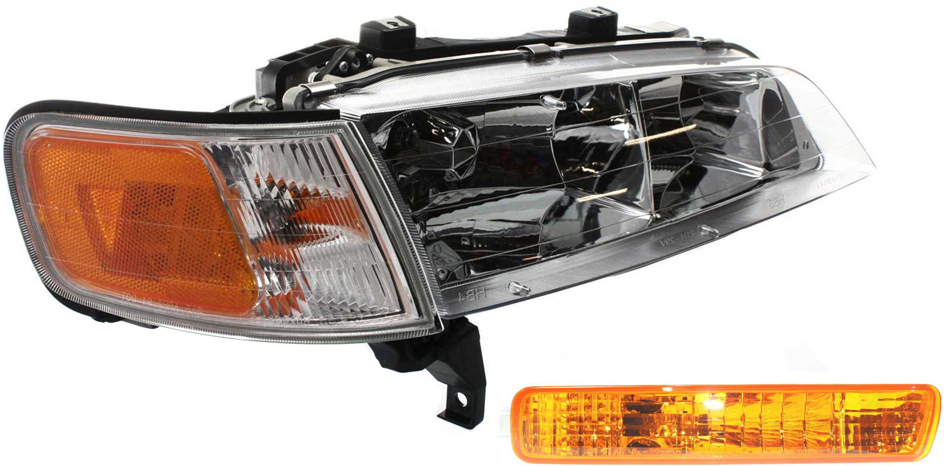 Headlight and Turn Signal Light Assembly Kit for 1994-1995 Honda Accord, Right (Passenger) Side, Halogen, 2-Piece, Replacement