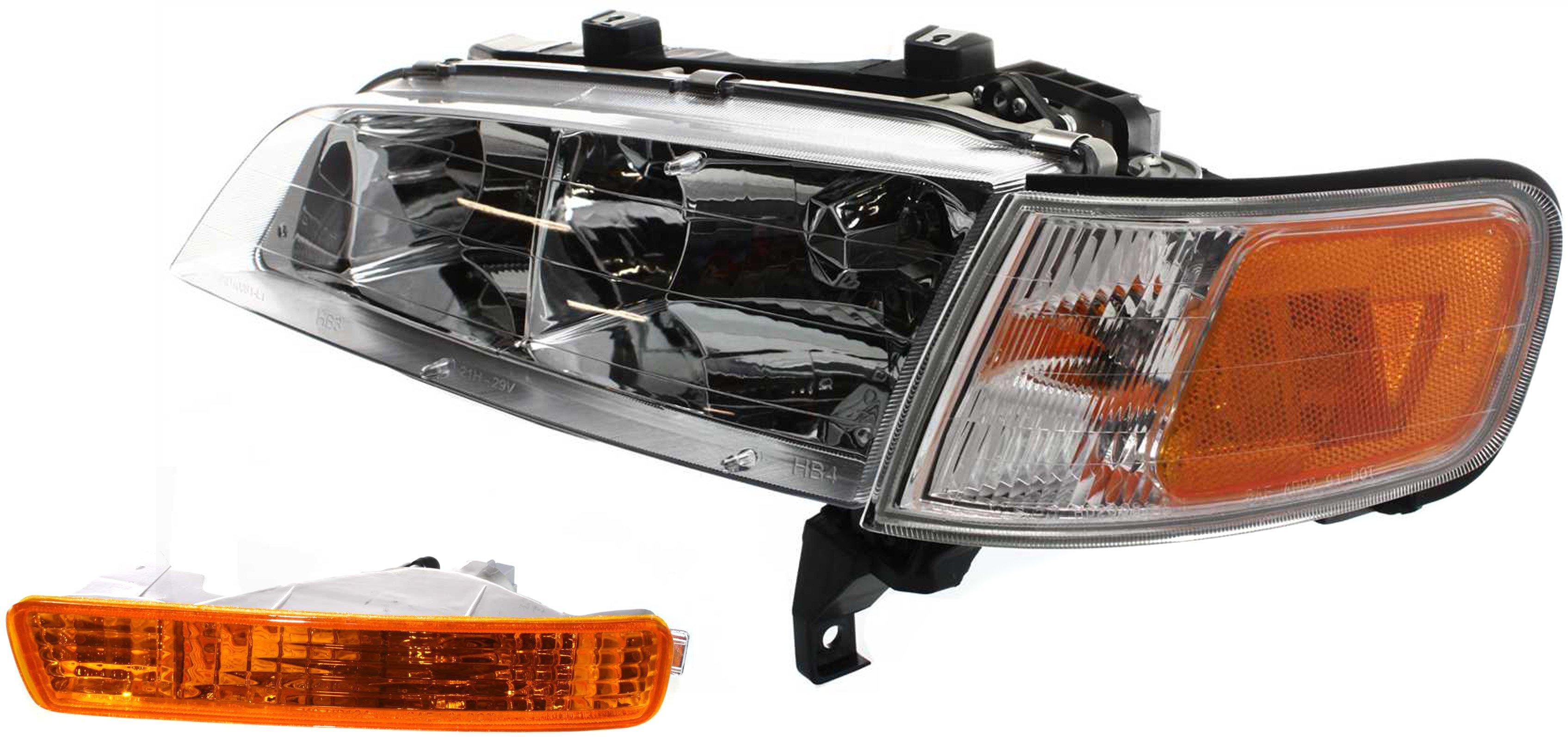 Headlight Assembly for 1994-1995 Honda Accord, Left (Driver) Side, Halogen, 2-Piece Kit with Turn Signal Light, Replacement