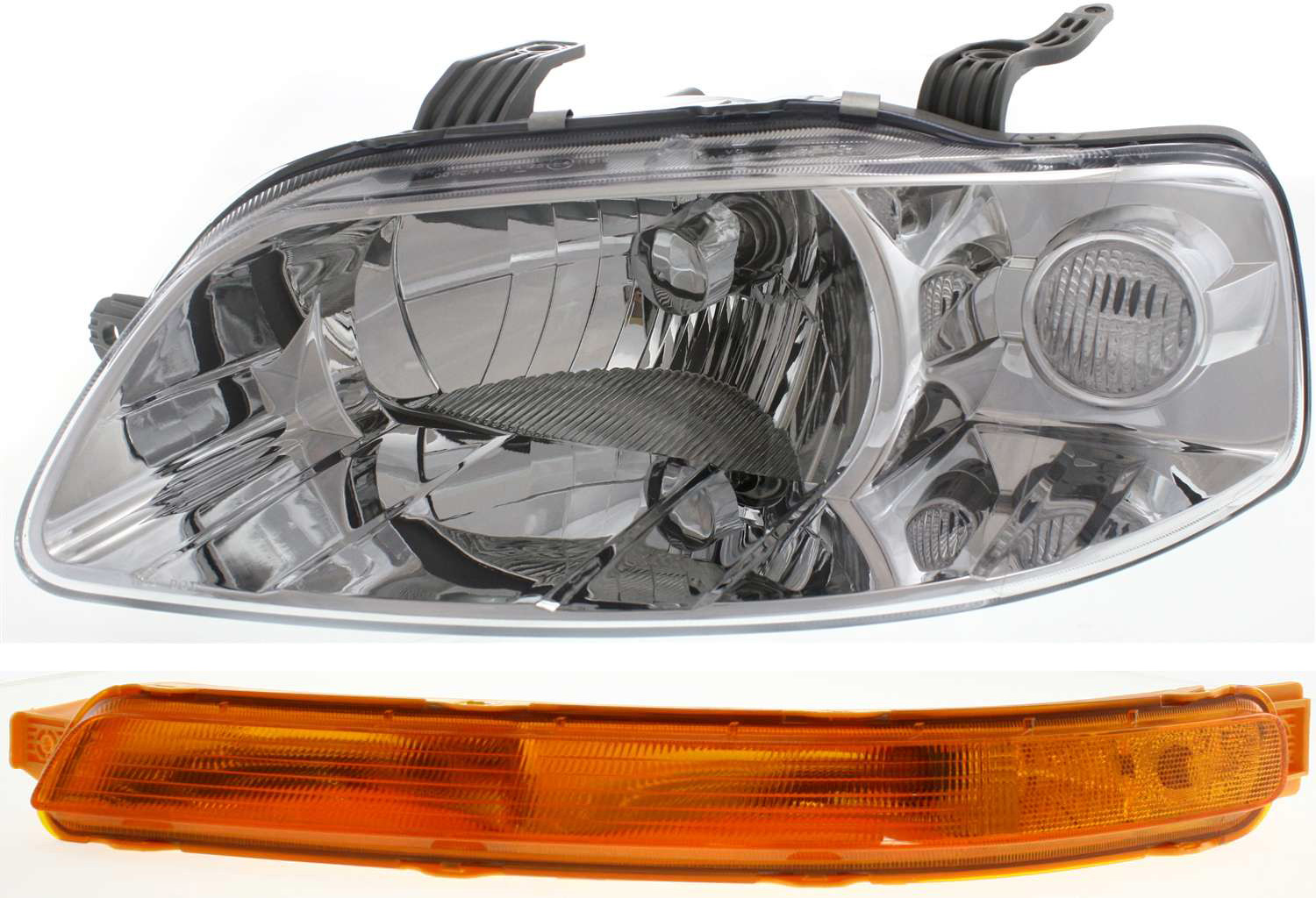 Headlight Assembly Kit for Chevrolet Aveo 2004-2007 / Aveo5 2006-2008, Left (Driver) Side, Halogen, with Turn Signal Light, 2-Piece Kit, Replacement