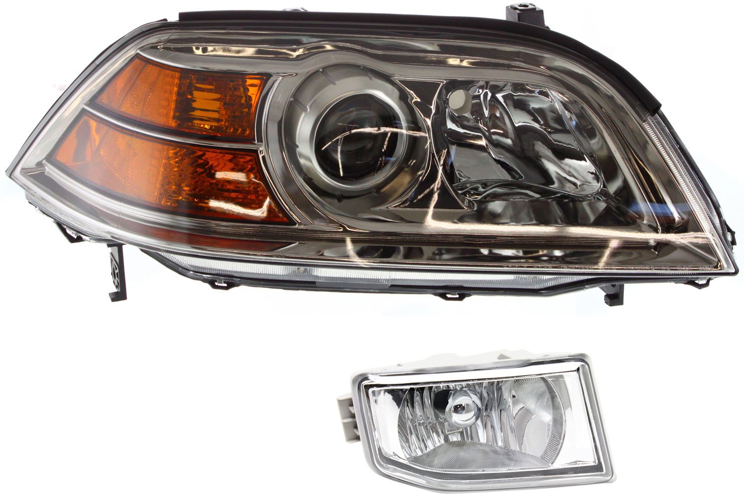 Headlight Kit for Acura MDX 2004-2006, Right (Passenger) Side, Lens and Housing, Halogen with Fog Light, 2-Piece Replacement