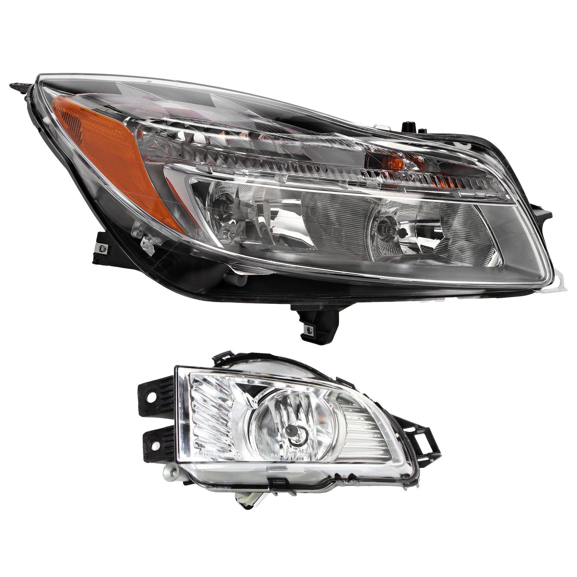 Headlight Assembly for 2011-2013 Buick Regal, Right (Passenger), Halogen, 2-Piece kit with Fog Light, Replacement
