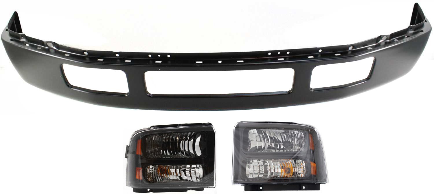 Front Bumper Kit for Ford F-250/F-350 Super Duty 2005-2007 with 3-Piece Design, Includes Headlights, Perfect Replacement
