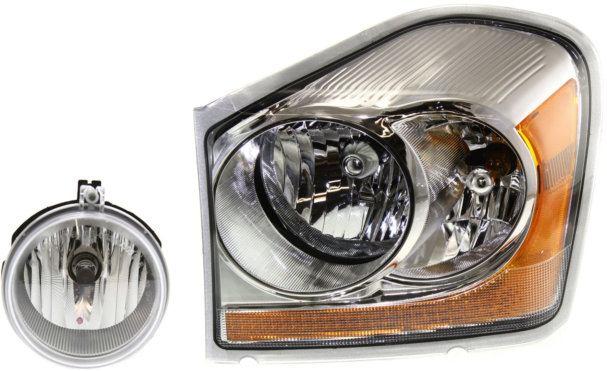 Headlight Assembly for 2004-2005 Dodge Durango, Left (Driver) Side, Halogen, 2-Piece Kit with Fog Light, Replacement