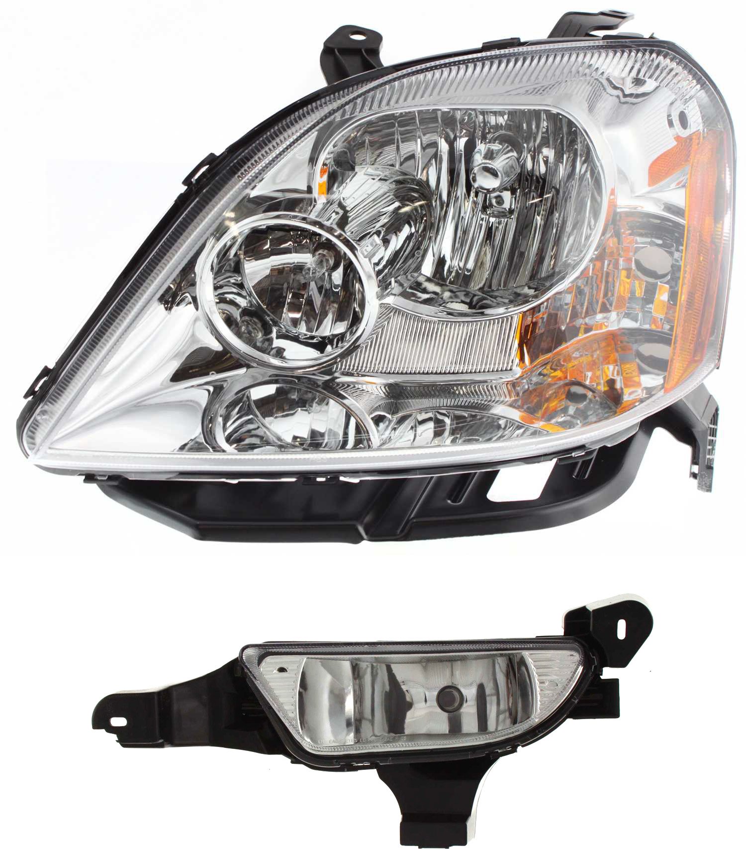 Headlight with Bulb and Fog Light for Ford Five Hundred 2005-2007, Left (Driver), 2-Piece Kit Replacement