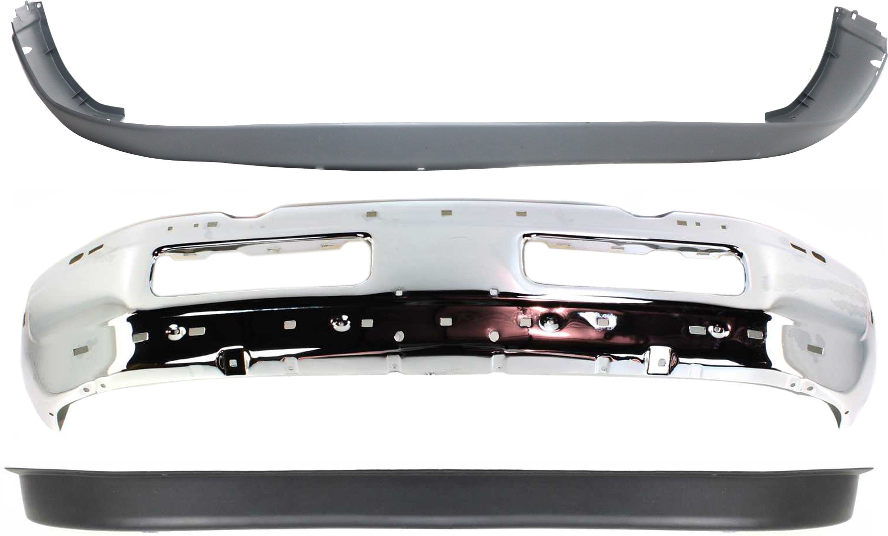 Front Bumper Cover for Dodge Full Size Pickup 1994-2002, Lower, Unprimed, 3-Piece Kit with Bumper and Valance, Replacement