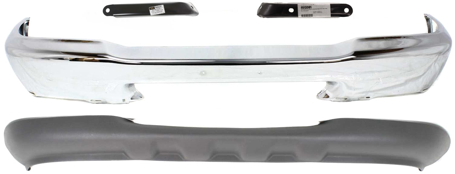 Front Bumper Replacement Kit for Ford Ranger 1999-2000, Chrome, 4-Piece Set with Valance Bracket, Excluding STX Model, Suitable for 4WD (Four-Wheel Drive) Models without Splash Model