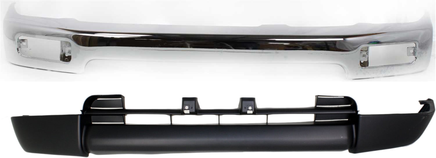 Front Bumper Kit for Toyota 4Runner Limited Model, Years 1996 to 1998, Chrome Finish, 2-Piece Set, Includes Valance, Replacement