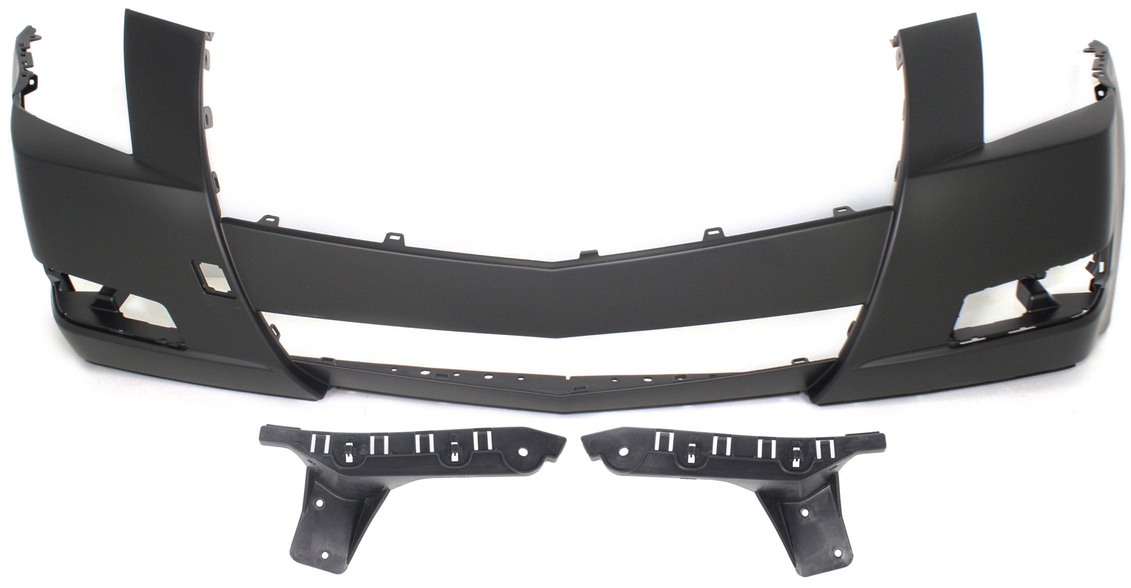 Front Bumper Cover for 2008-2014 Cadillac CTS, 3-Piece Kit with Bumper Brackets, Replacement