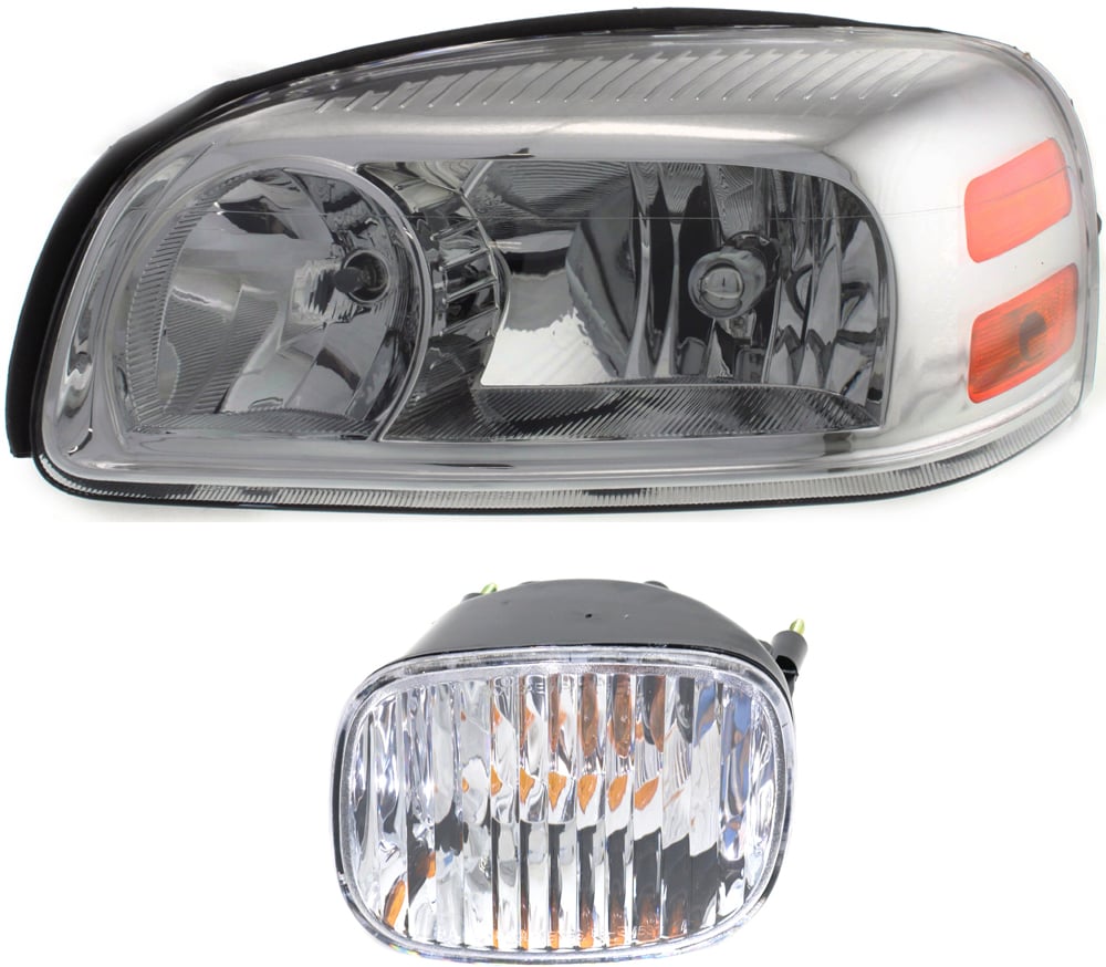 Headlight Assembly Kit for Buick Montana/Uplander 2005-2009, Left (Driver), Halogen, 2-Piece with Turn Signal Light, Replacement