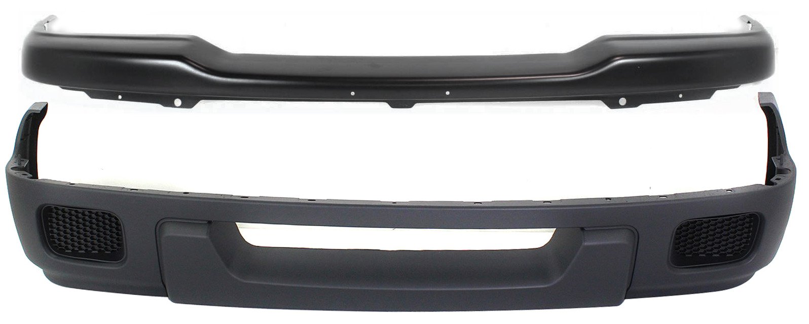 Front Bumper 2-Piece Kit with Valance for 2004-2005 Ford Ranger, Painted Black, 4WD (Four-Wheel Drive) - Excluding STX Model, Replacement