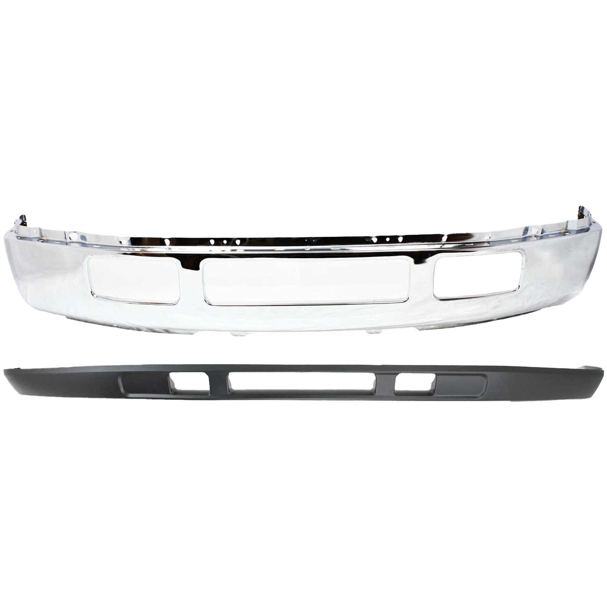 Front Bumper for Ford Excursion 2005, F-Series Super Duty 2005-2007, Chrome, 2-Piece Kit with Valance, Replacement