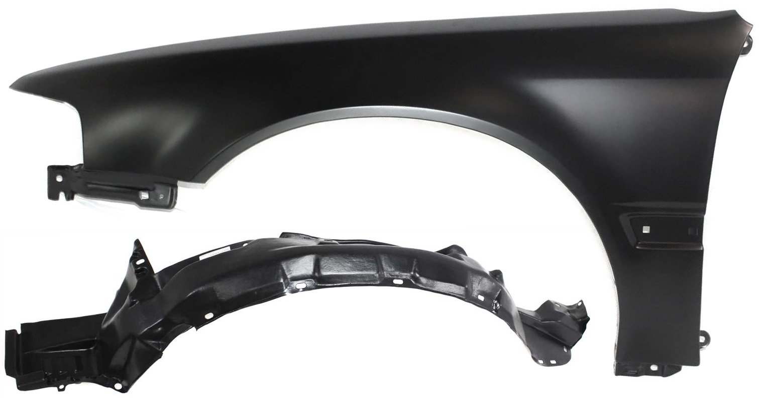 Front Fender Left (Driver) for 1990-1993 Honda Accord, 2-Piece Kit with Fender Liner Replacement