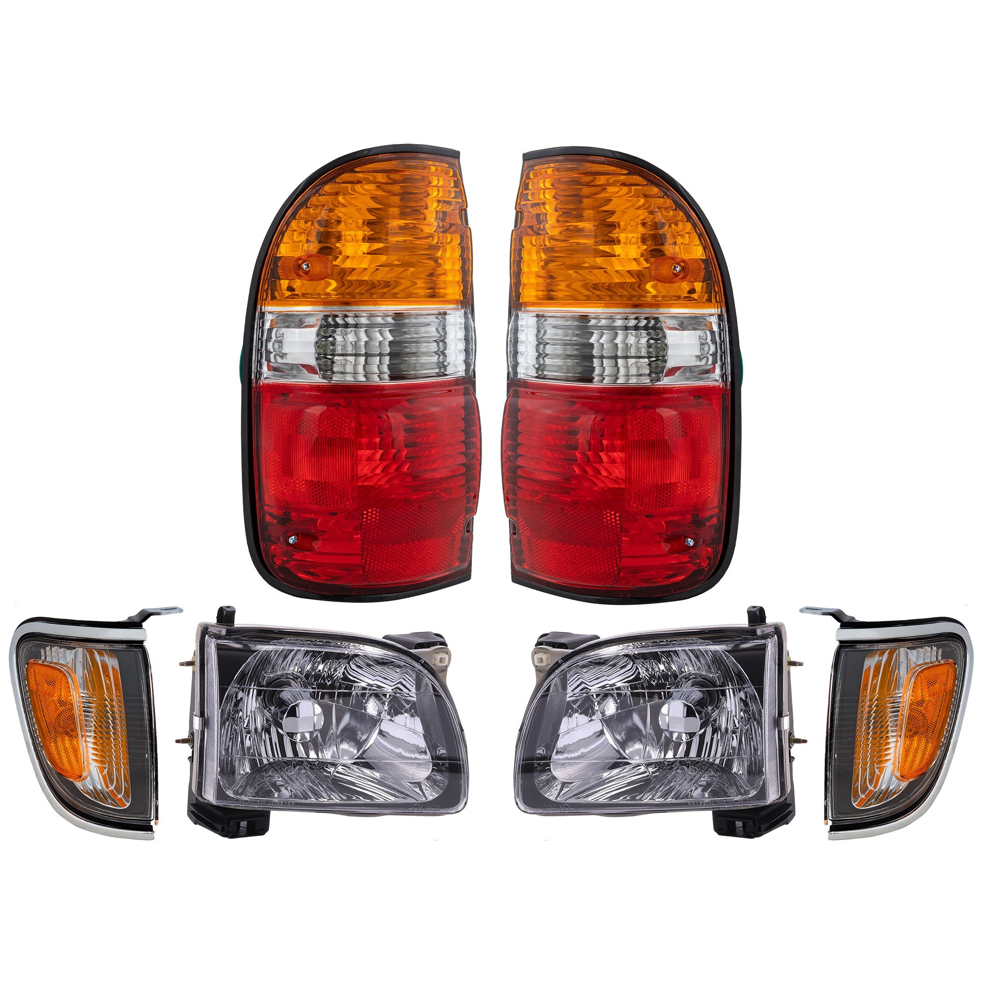 Tail Light and Headlight Replacement Kit for Toyota Tacoma 2001-2004, Right (Passenger) and Left (Driver), 6-Piece Kit with Corner Lights