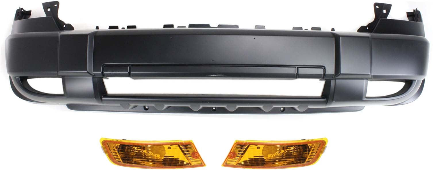 Front Bumper Cover for Jeep Liberty 2005-2007, 3-Piece Kit with Turn Signal Lights Replacement