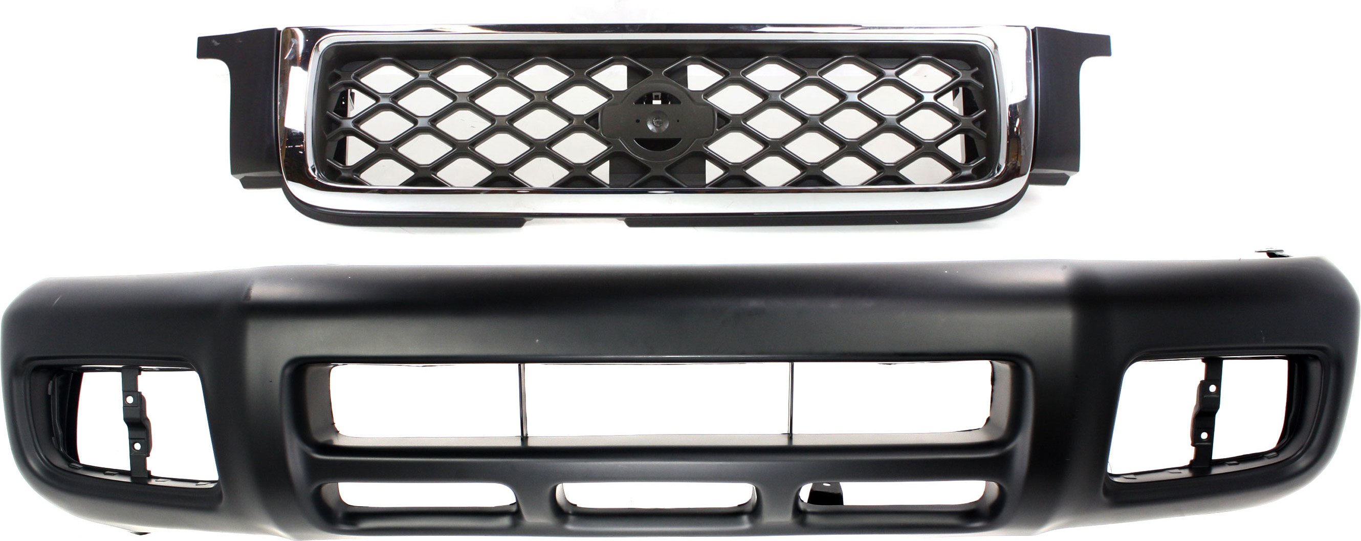 Grille and Bumper Cover Kit for 1999-2004 Nissan Pathfinder, 2-Piece Replacement Set