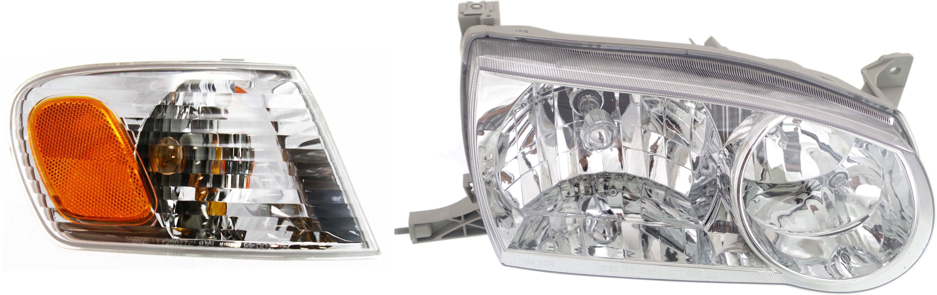 Headlight Assembly Kit for Toyota Corolla 2001-2002, Right (Passenger) Side, Halogen, 2-Piece Set with Corner Light, Replacement