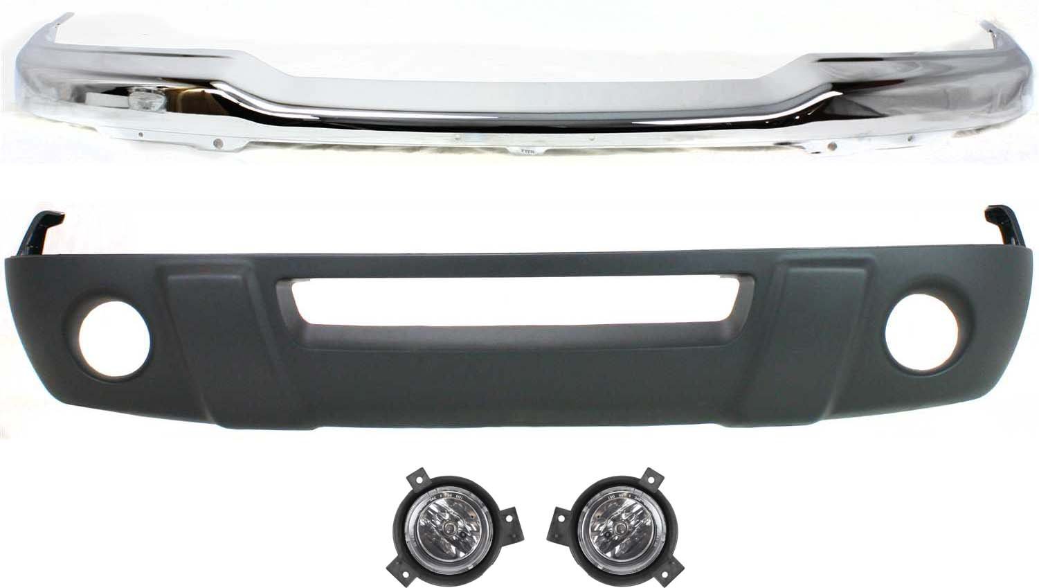 Front Bumper Replacement Kit for 2001-2003 Ford Ranger, 4-Piece, 4WD (Four-Wheel Drive), Includes Fog Lights and Valance