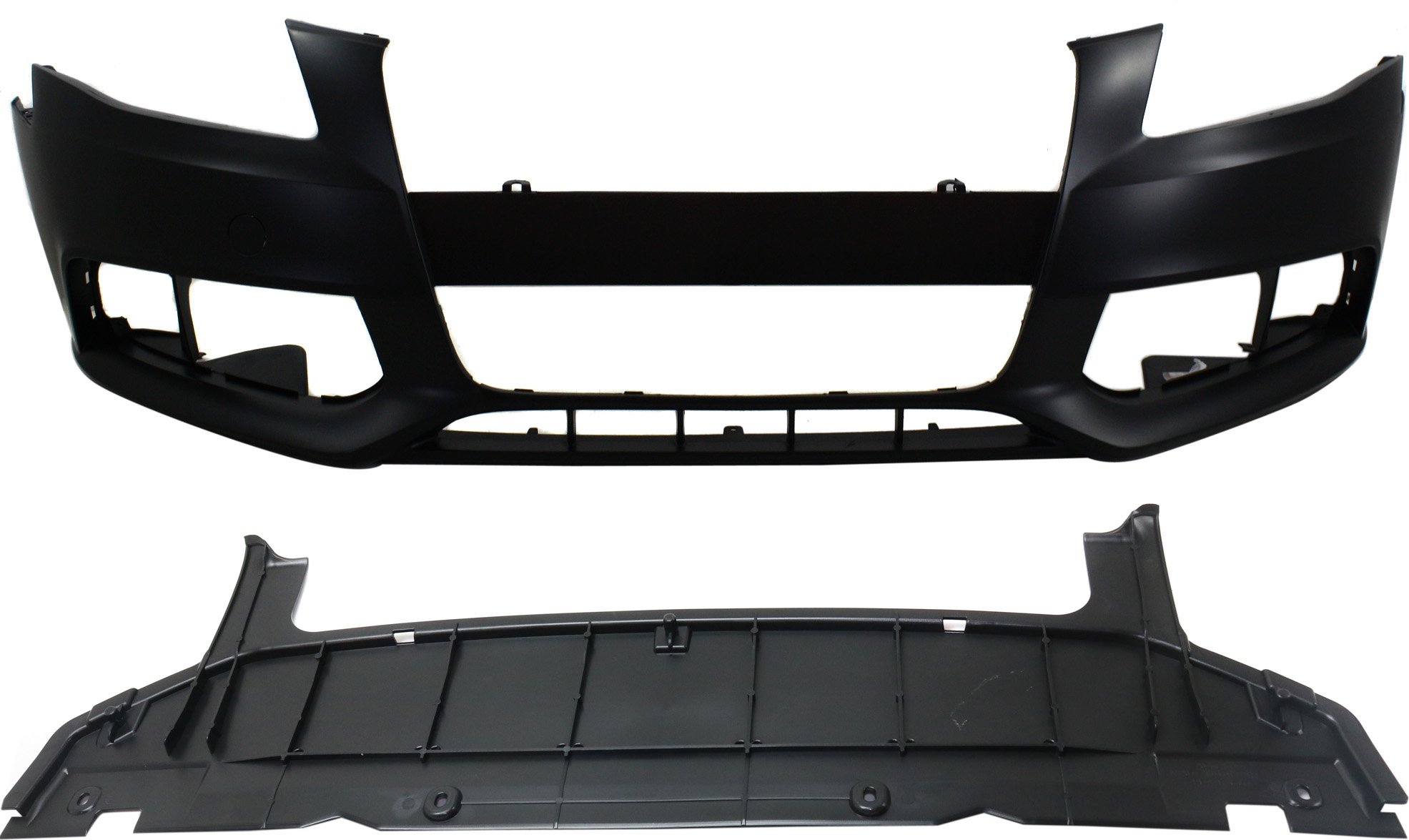 Front Bumper Cover for Audi A4/A4 Quattro 2009-2012, 2-Piece Kit with Valance, Replacement
