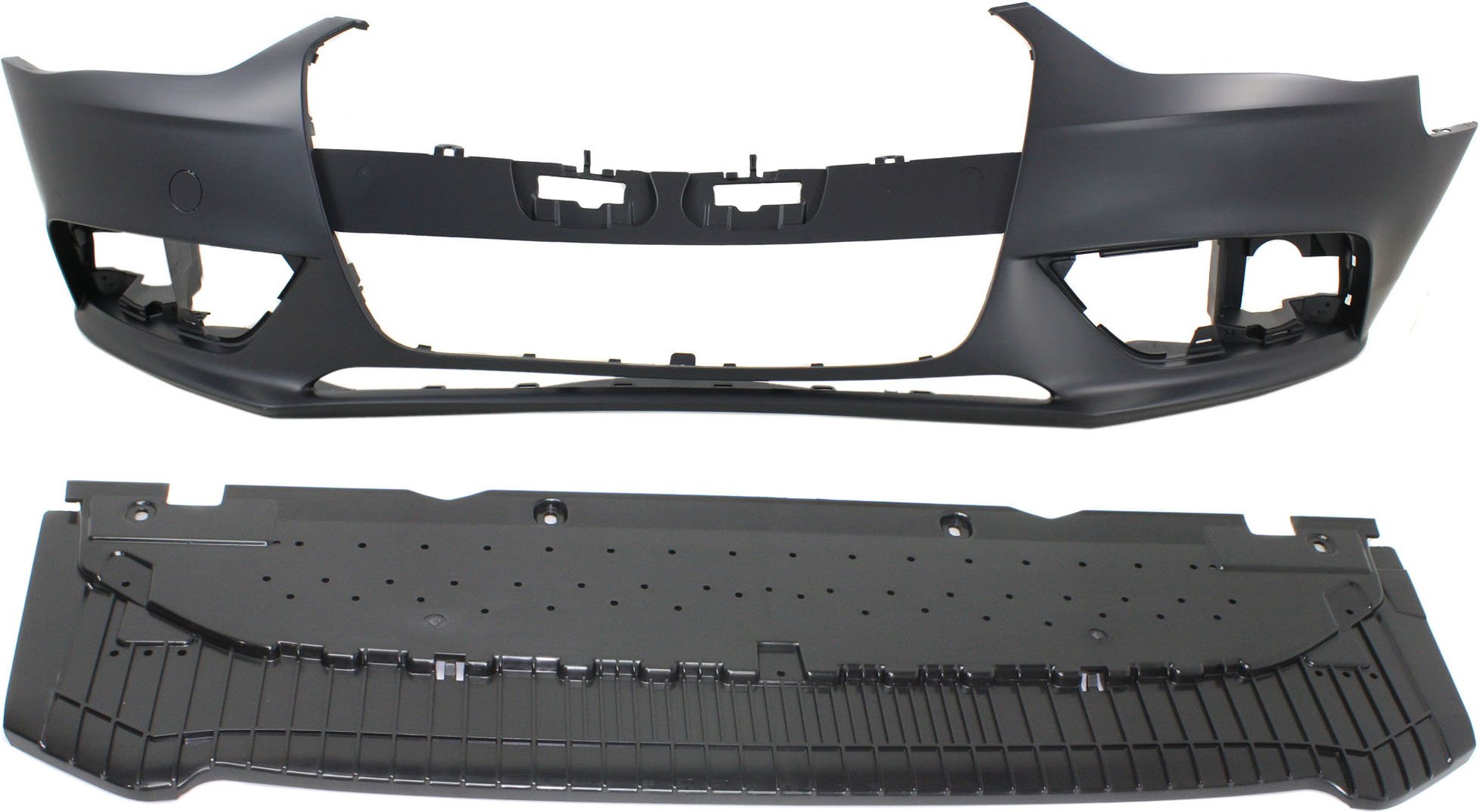 Front Bumper Cover for Audi A4/A4 Quattro 2013-2016, 2-Piece Kit with Valance, Replacement