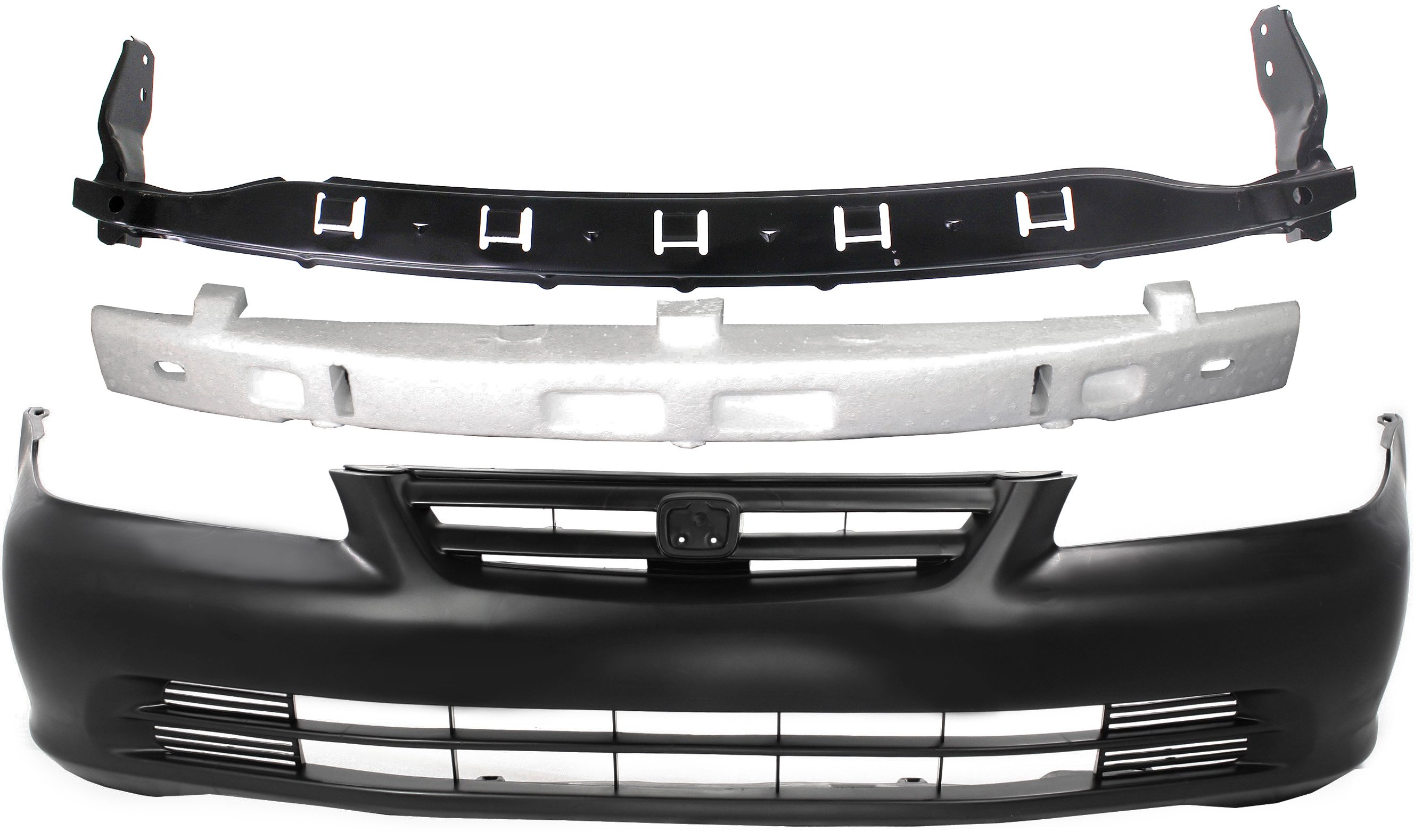 Front Bumper Cover for Honda Accord 2001-2002, 3-Piece Kit with Bumper Absorber and Bumper Retainer, Replacement
