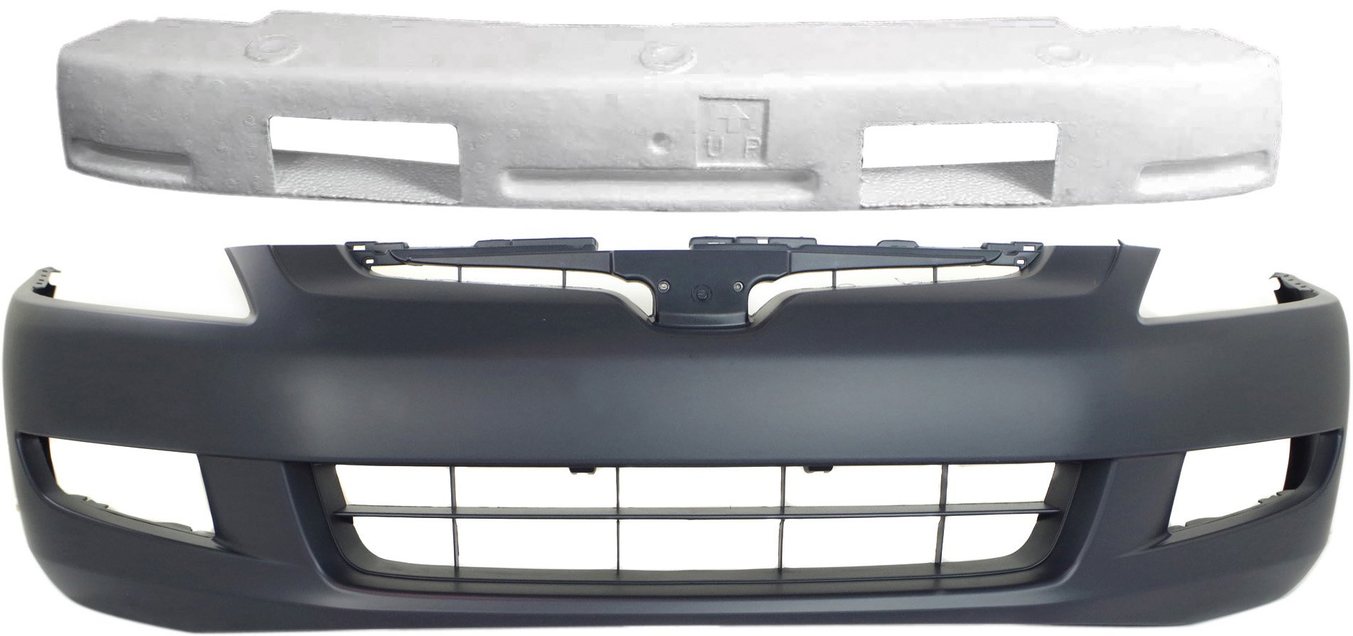 Front Bumper Cover for 2003-2005 Honda Accord, 2-Piece Kit with Bumper Absorber, Replacement