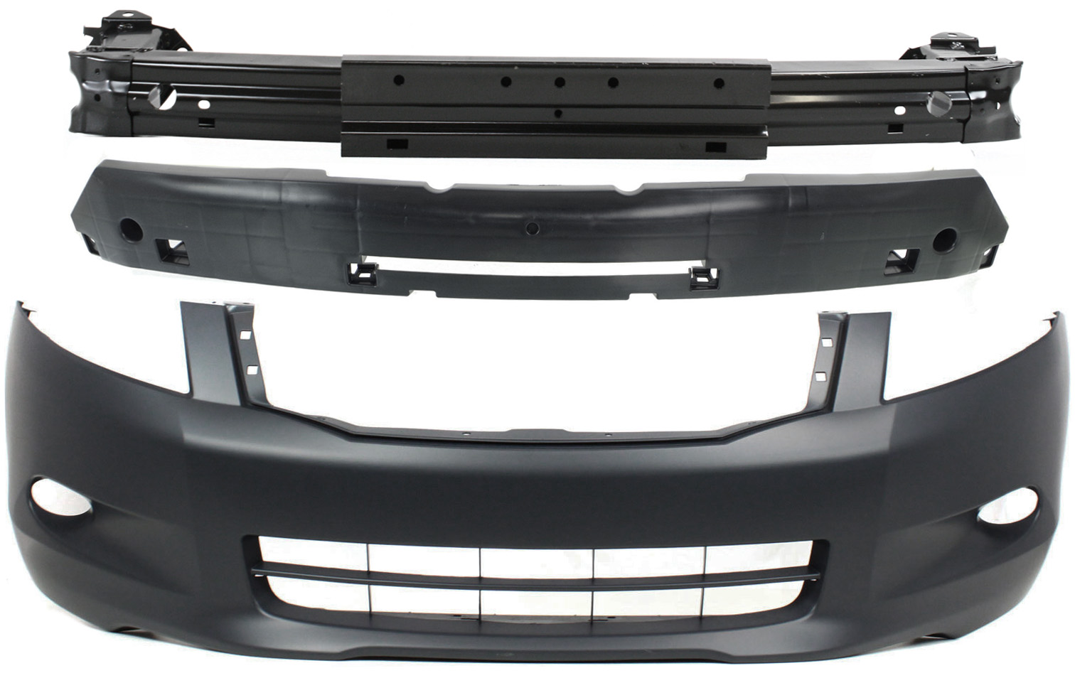Front Bumper Cover Kit for 2008-2010 Honda Accord, 3-Piece Set with Bumper Absorber and Bumper Reinforcement Replacement