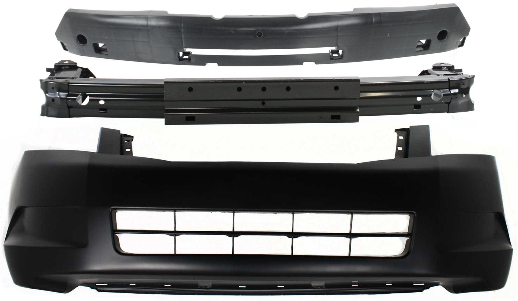 Front Bumper Cover Kit for 2008-2010 Honda Accord, 3-Piece Set with Bumper Absorber and Bumper Reinforcement, Replacement