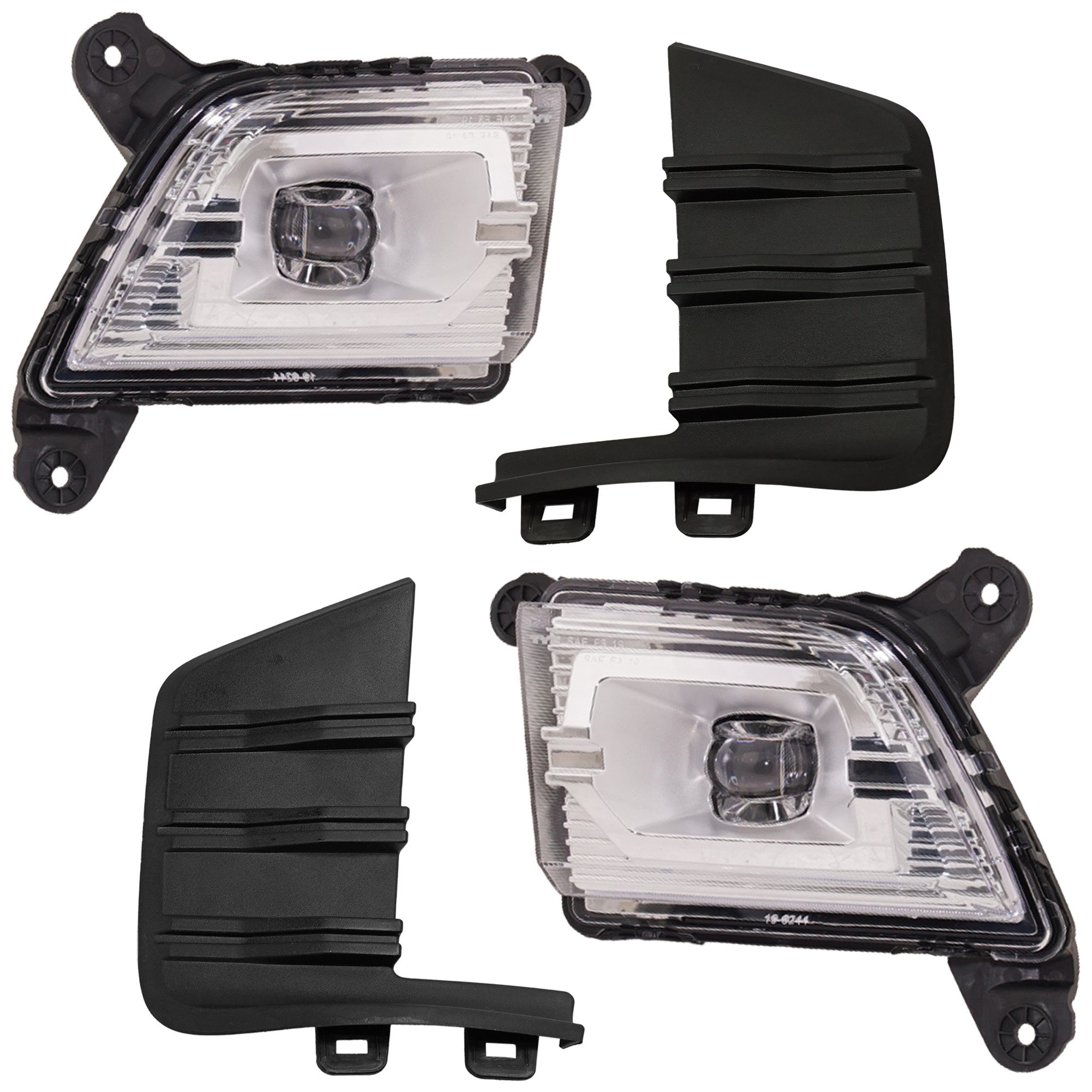 LED Fog Light Assembly Kit for Chevrolet Silverado 1500 (2019-2021) and Silverado 1500 LTD (2022-2022), 4-Piece, Right (Passenger) and Left (Driver) Side, Replacement