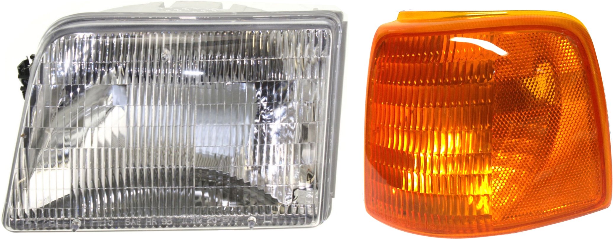 Headlight Assembly Kit for Ford Ranger 1993-1997, Left (Driver) Side, Halogen, 2-Piece Set with Corner Light, Replacement